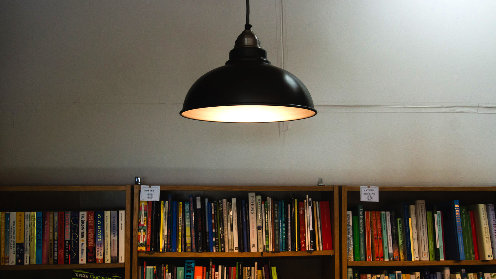 Lamp over books